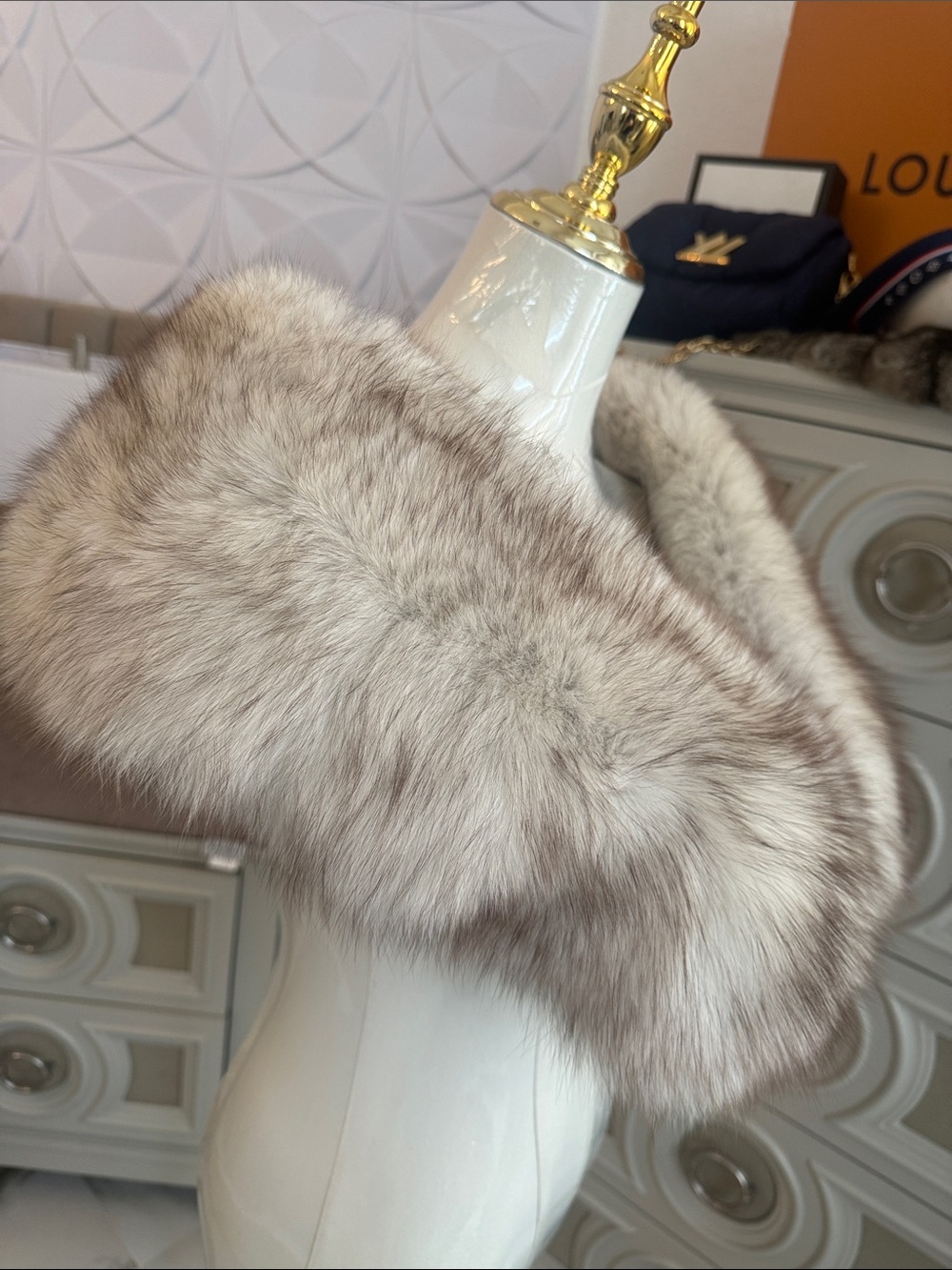 Saga fox fur wrap shawl